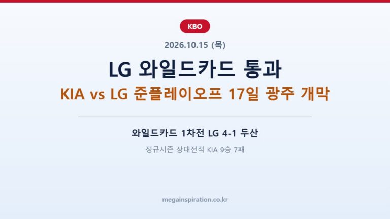 2026년 10월 15일 KBO 분석 와일드카드 복기 준플레이오프 KIA LG