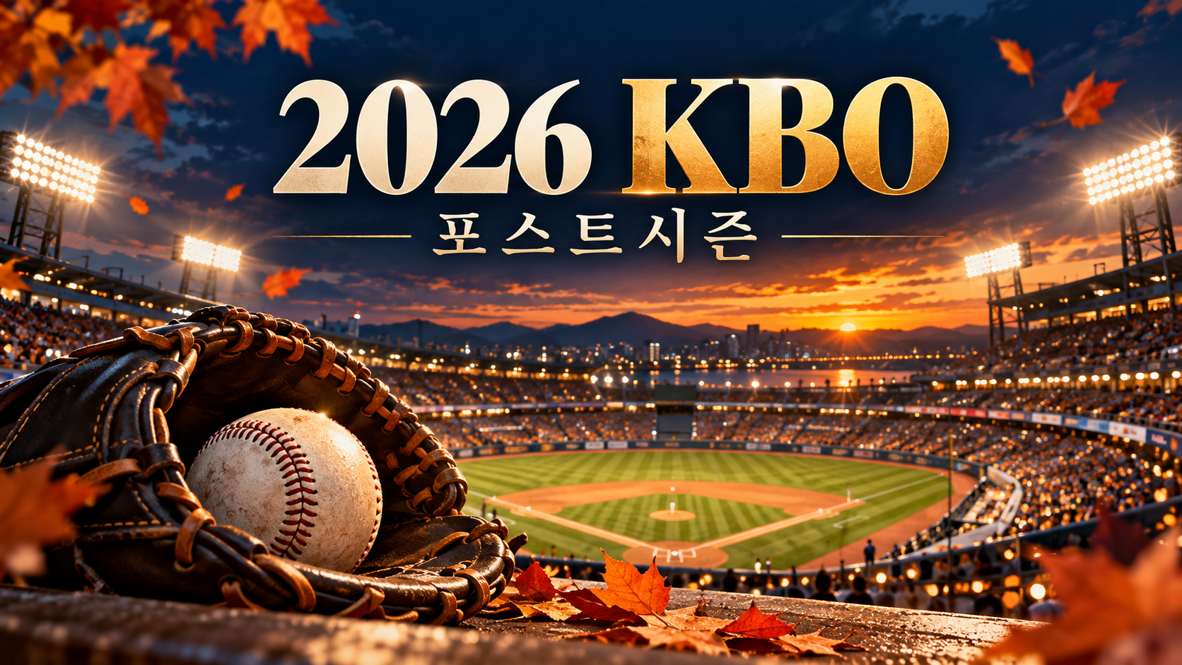 2026 KBO 포스트시즌: 가을 야구장과 야구공·글러브를 그린 대표 일러스트