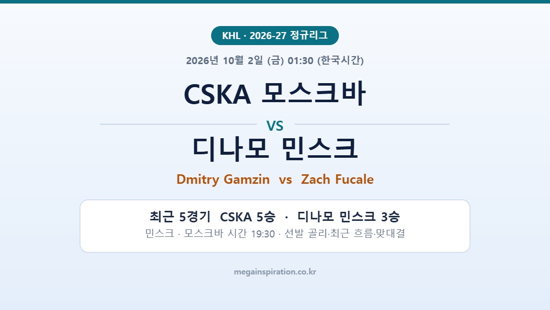CSKA 모스크바 vs 디나모 민스크 KHL 분석