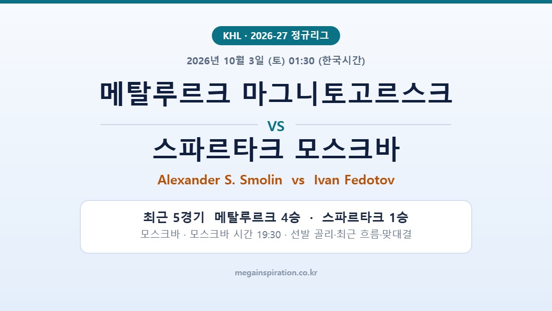 메탈루르크 마그니토고르스크 vs 스파르타크 모스크바 KHL 분석