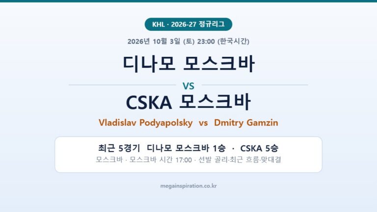 디나모 모스크바 vs CSKA 모스크바 KHL 분석