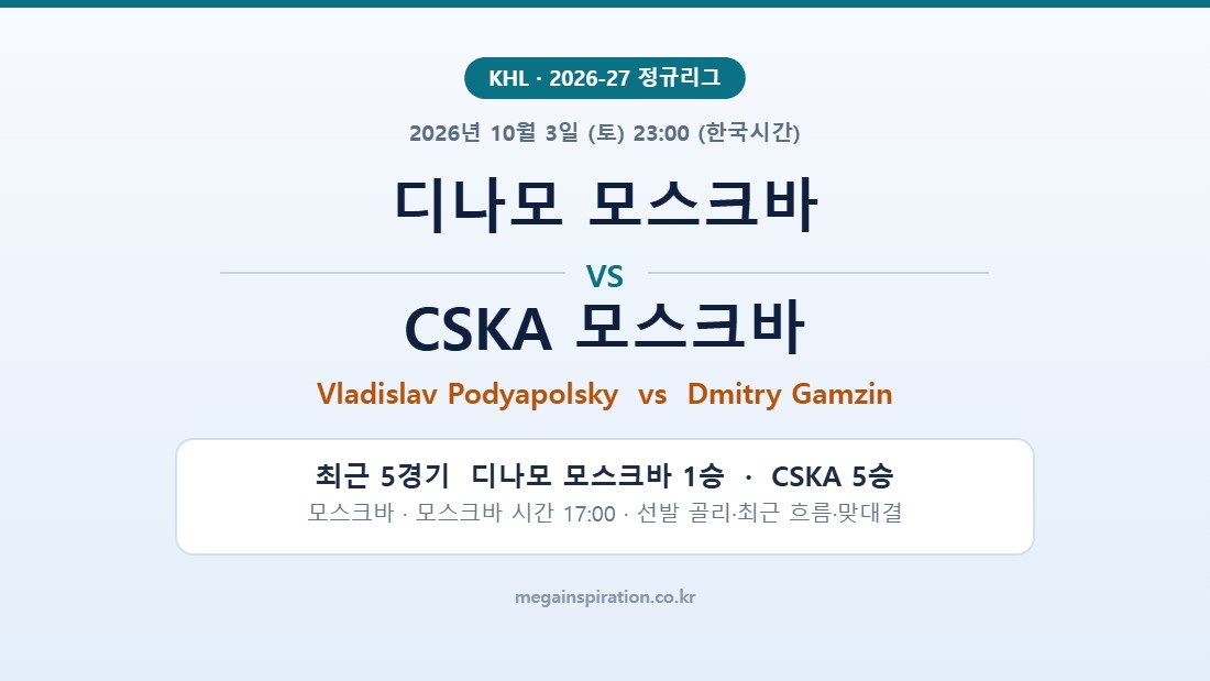 디나모 모스크바 vs CSKA 모스크바 KHL 분석