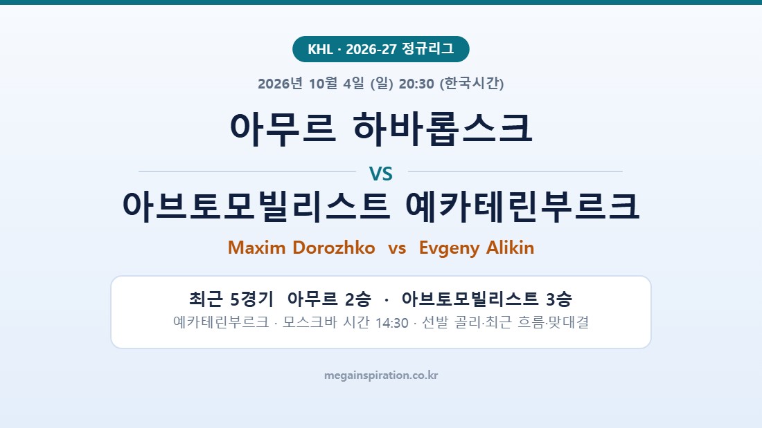 아무르 하바롭스크 vs 아브토모빌리스트 예카테린부르크 KHL 분석