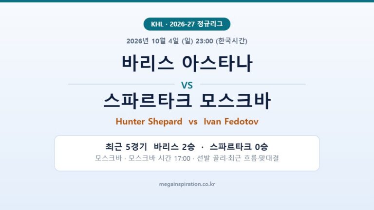 바리스 아스타나 vs 스파르타크 모스크바 KHL 분석