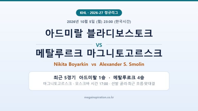아드미랄 블라디보스토크 vs 메탈루르크 마그니토고르스크 KHL 분석