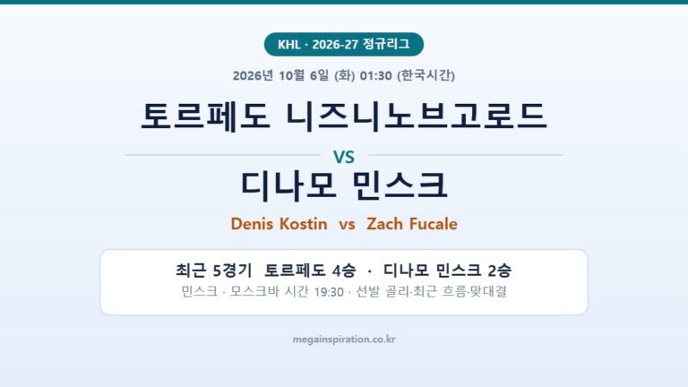 토르페도 니즈니노브고로드 vs 디나모 민스크 KHL 분석