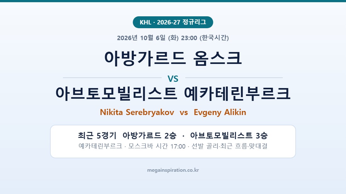 아방가르드 옴스크 vs 아브토모빌리스트 예카테린부르크 KHL 분석