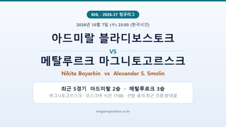 아드미랄 블라디보스토크 vs 메탈루르크 마그니토고르스크 KHL 분석