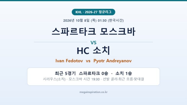 스파르타크 모스크바 vs HC 소치 KHL 분석