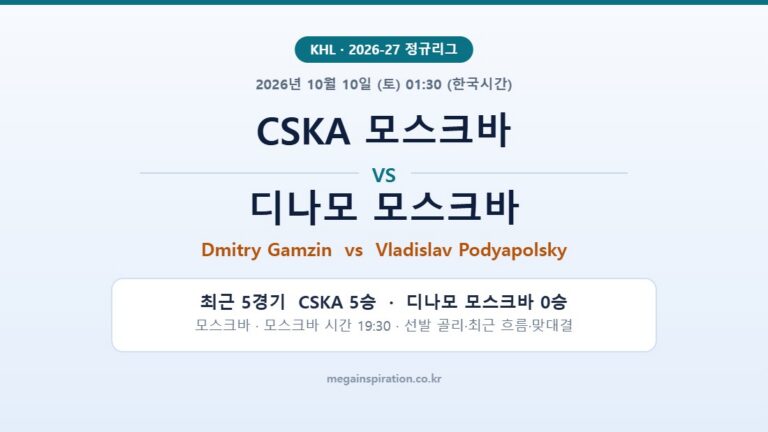 CSKA 모스크바 vs 디나모 모스크바 KHL 분석