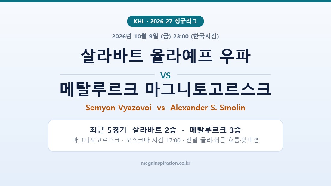 살라바트 율라예프 우파 vs 메탈루르크 마그니토고르스크 KHL 분석