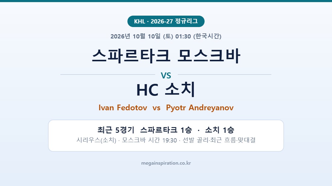 스파르타크 모스크바 vs HC 소치 KHL 분석