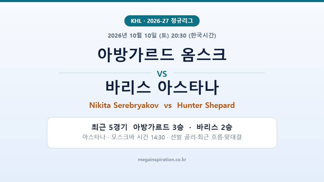 아방가르드 옴스크 vs 바리스 아스타나 KHL 분석