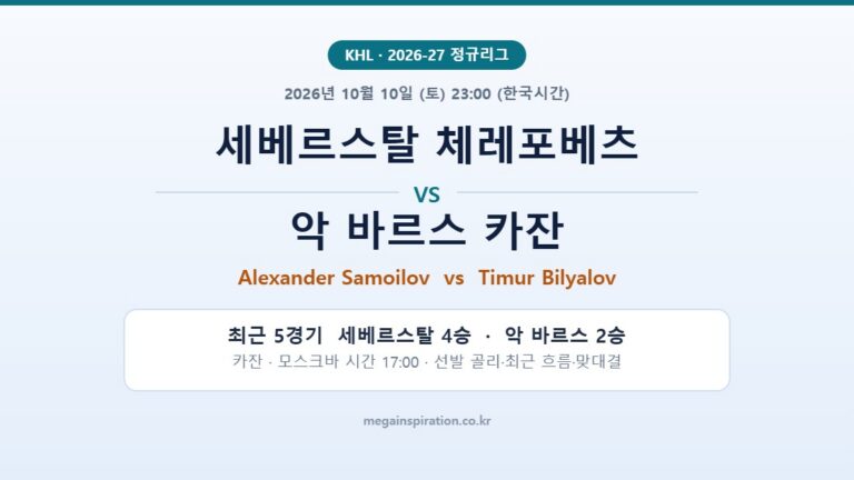 세베르스탈 체레포베츠 vs 악 바르스 카잔 KHL 분석
