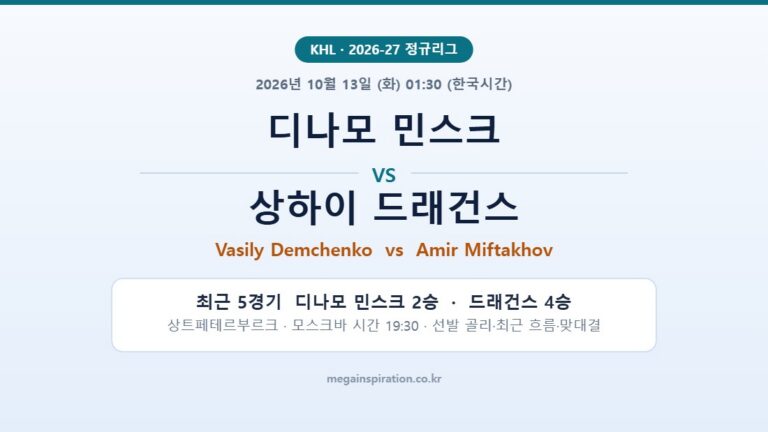 디나모 민스크 vs 상하이 드래건스 KHL 분석