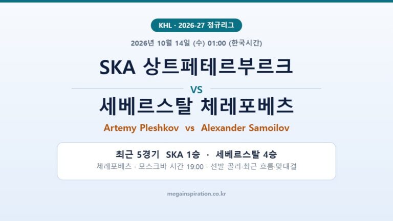 SKA 상트페테르부르크 vs 세베르스탈 체레포베츠 KHL 분석