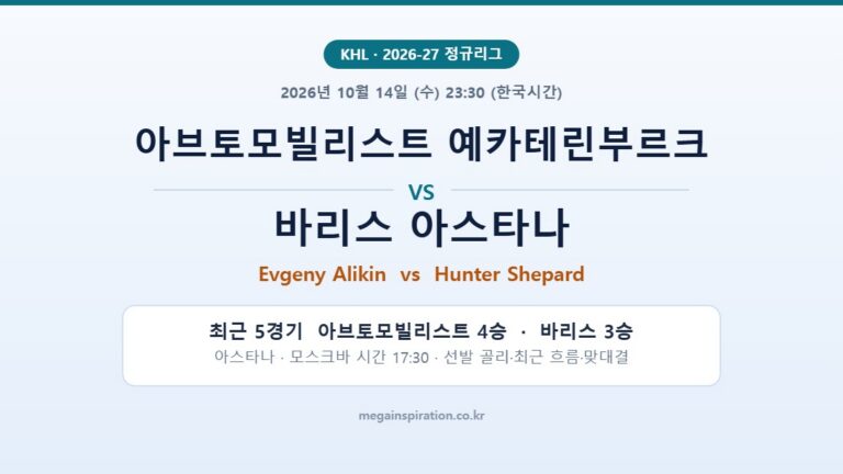 아브토모빌리스트 예카테린부르크 vs 바리스 아스타나 KHL 분석