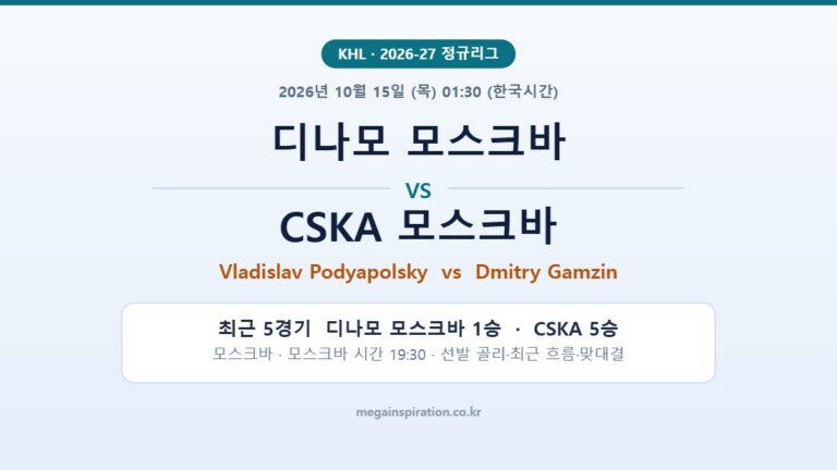 디나모 모스크바 vs CSKA 모스크바 KHL 분석