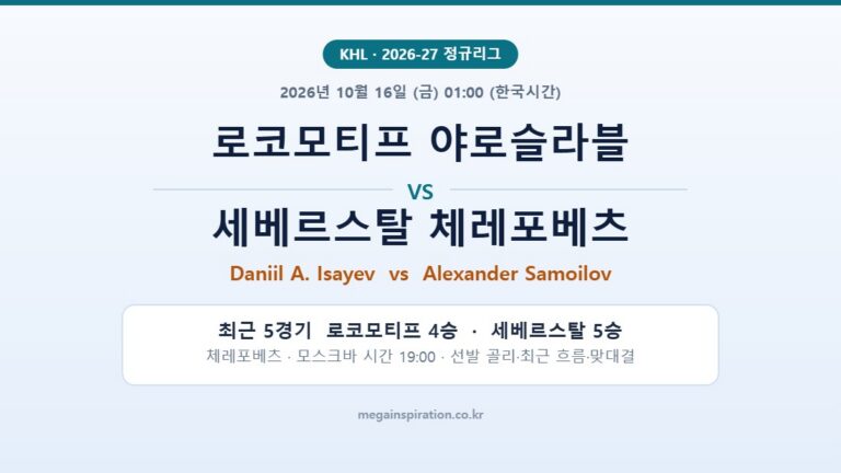 로코모티프 야로슬라블 vs 세베르스탈 체레포베츠 KHL 분석