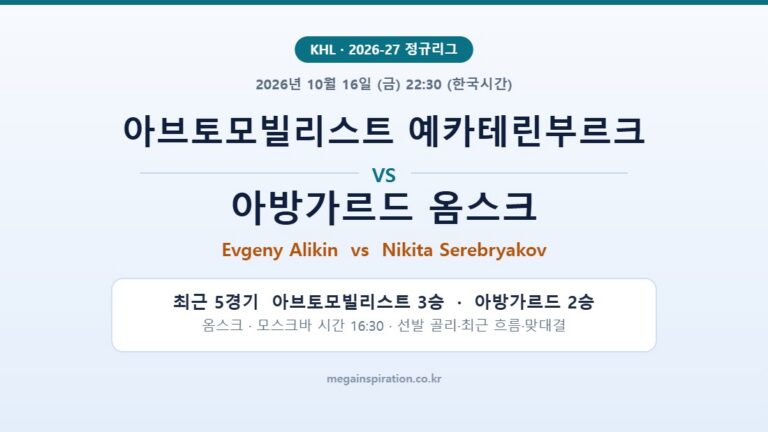 아브토모빌리스트 예카테린부르크 vs 아방가르드 옴스크 KHL 분석