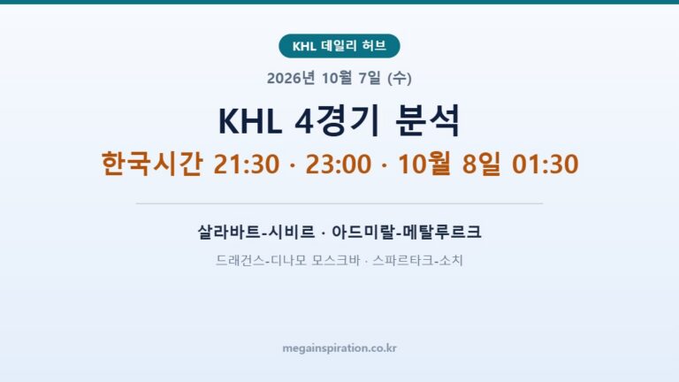 2026년 10월 7일 (수) KHL 분석
