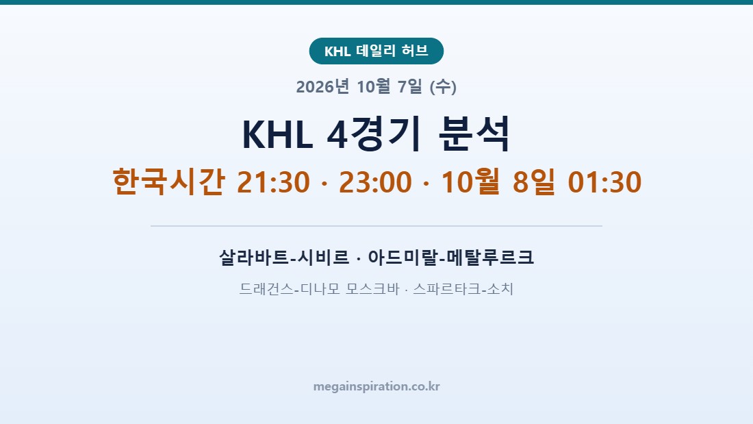 2026년 10월 7일 (수) KHL 분석