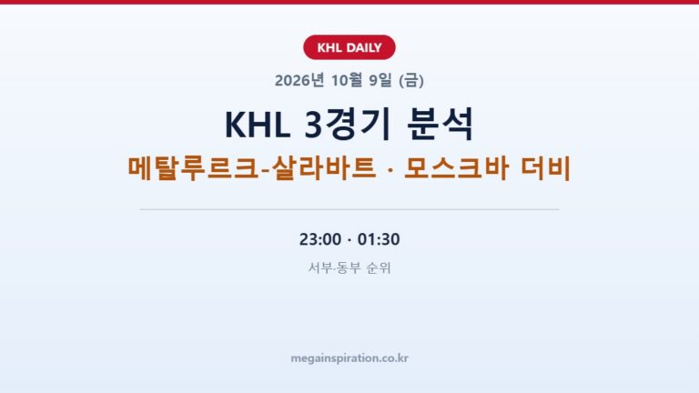 2026년 10월 9일 KHL 분석