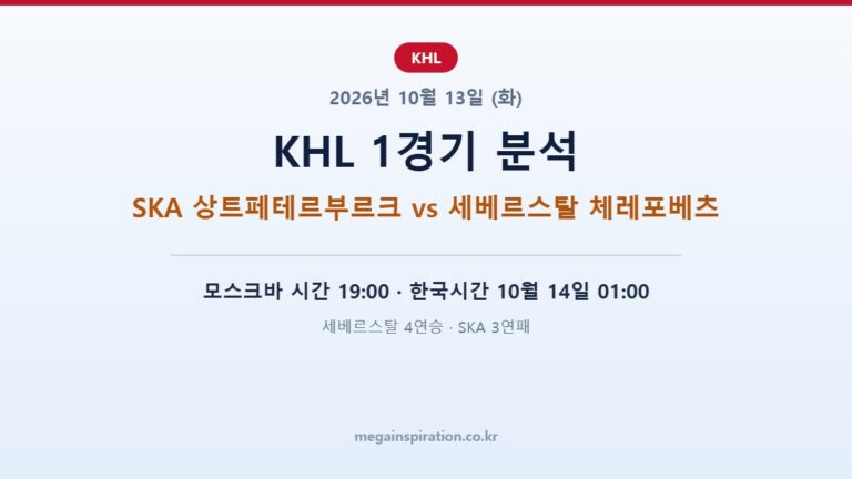2026년 10월 13일 KHL 분석 SKA vs 세베르스탈