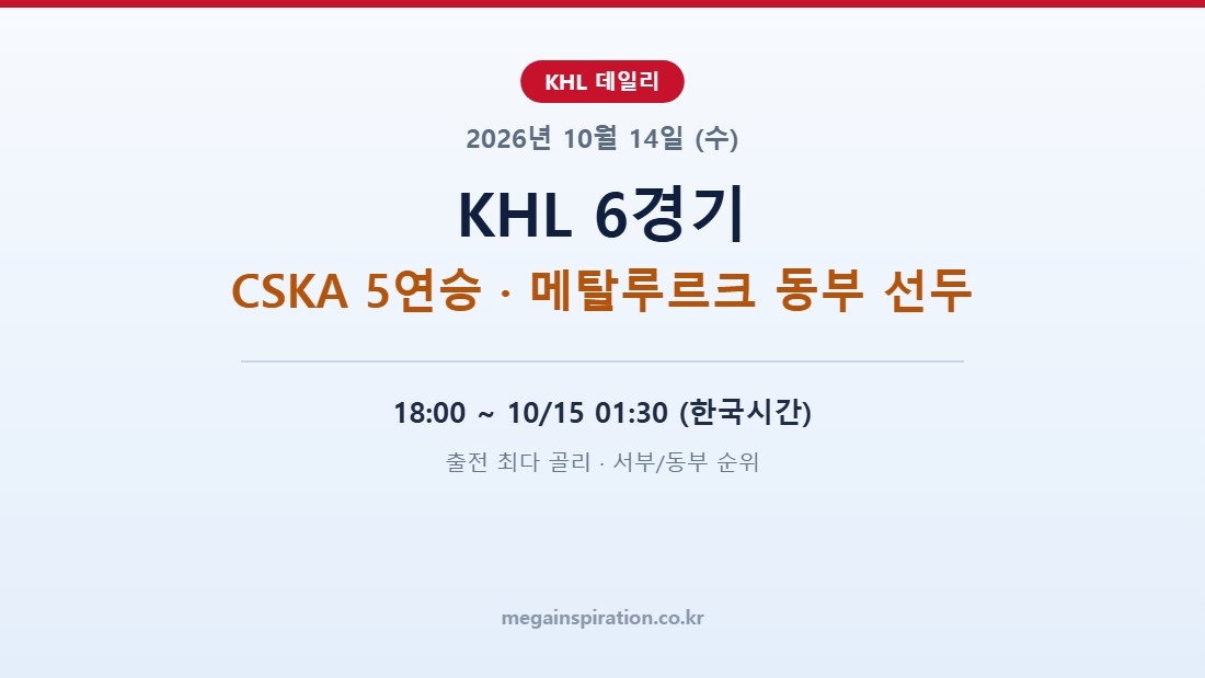 2026년 10월 14일 KHL 분석 6경기