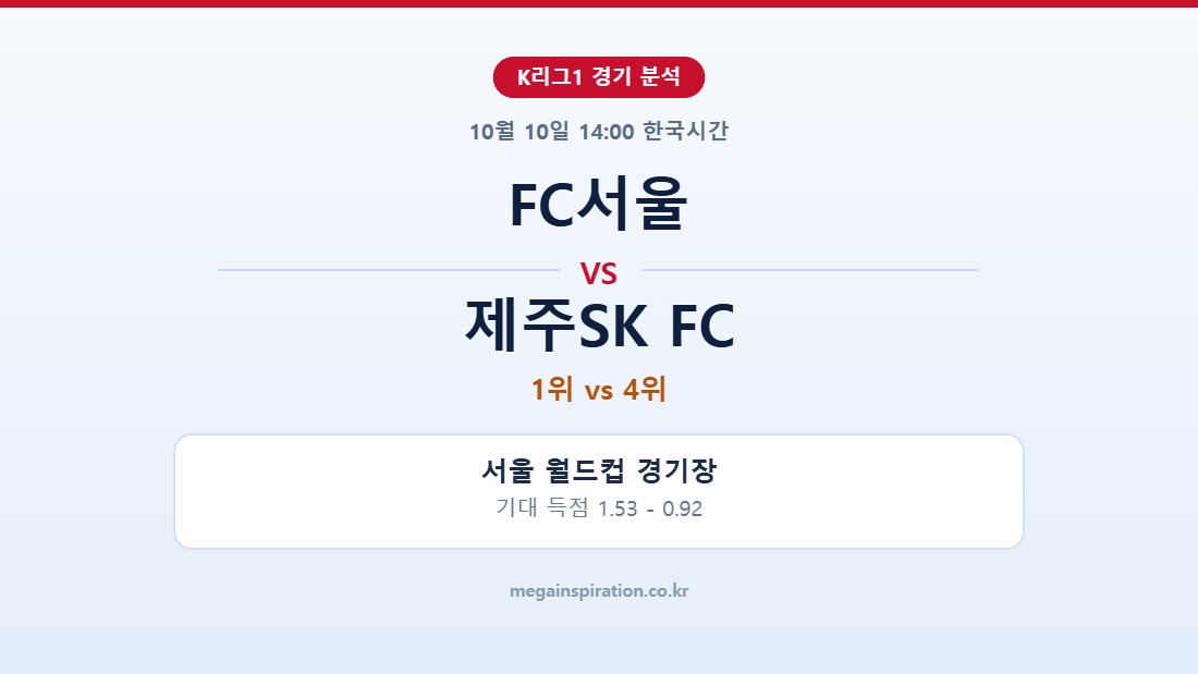 FC서울 vs 제주SK FC K리그1 분석