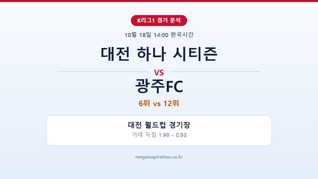 대전 하나 시티즌 vs 광주FC K리그1 분석