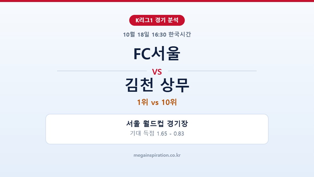 FC서울 vs 김천 상무 K리그1 분석