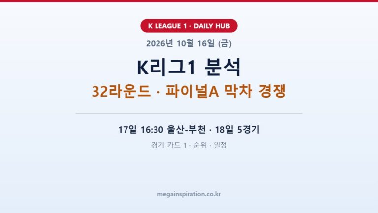 2026년 10월 16일 K리그1 분석
