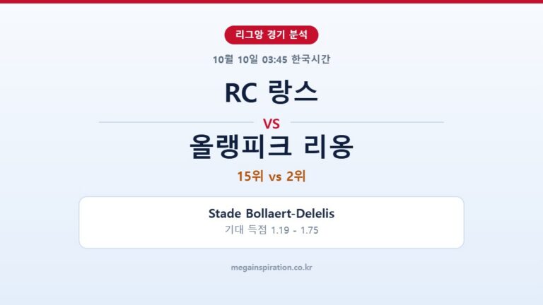 RC 랑스 vs 올랭피크 리옹 리그앙 분석