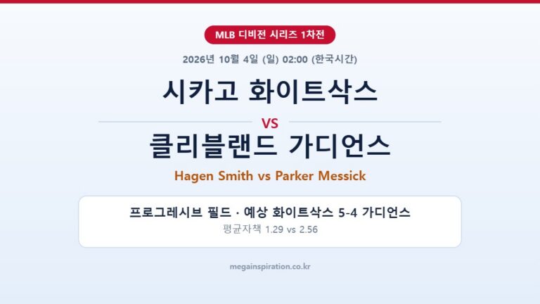 시카고 화이트삭스 vs 클리블랜드 가디언스 MLB 분석