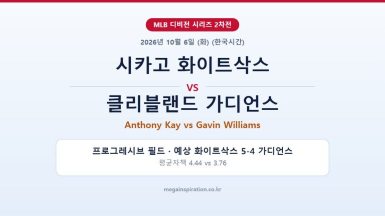 시카고 화이트삭스 vs 클리블랜드 가디언스 MLB 분석