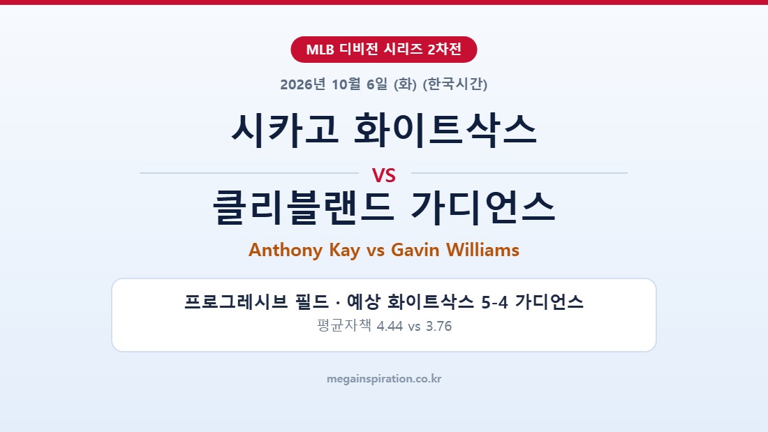 시카고 화이트삭스 vs 클리블랜드 가디언스 MLB 분석