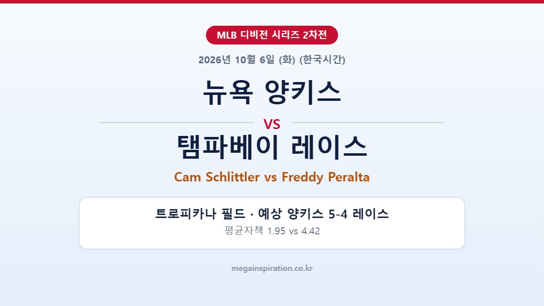 뉴욕 양키스 vs 탬파베이 레이스 MLB 분석