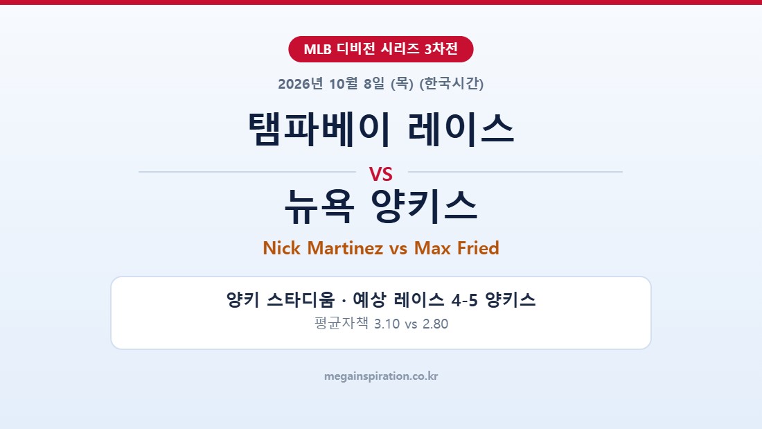 탬파베이 레이스 vs 뉴욕 양키스 MLB 분석