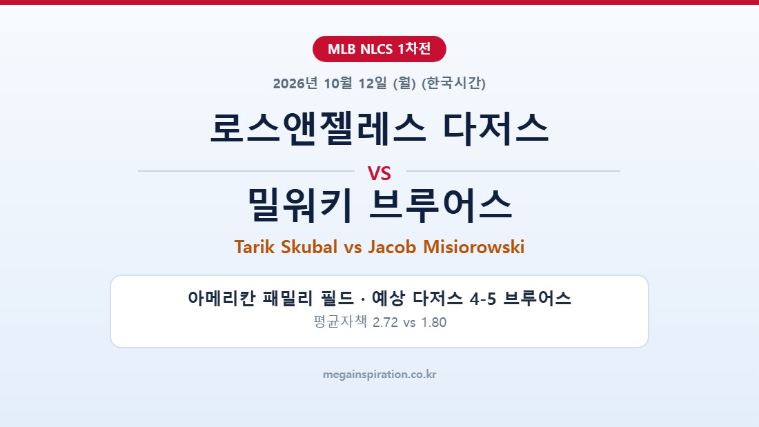 로스앤젤레스 다저스 vs 밀워키 브루어스 MLB 분석
