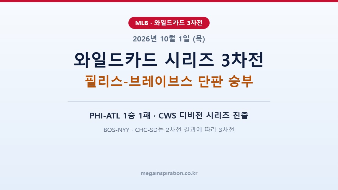 2026년 10월 1일 (목) MLB 분석