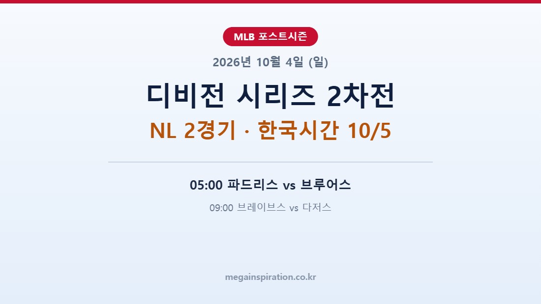 2026년 10월 4일 (일) MLB 분석