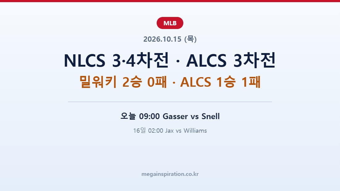 2026년 10월 15일 MLB 챔피언십 시리즈 분석 NLCS ALCS