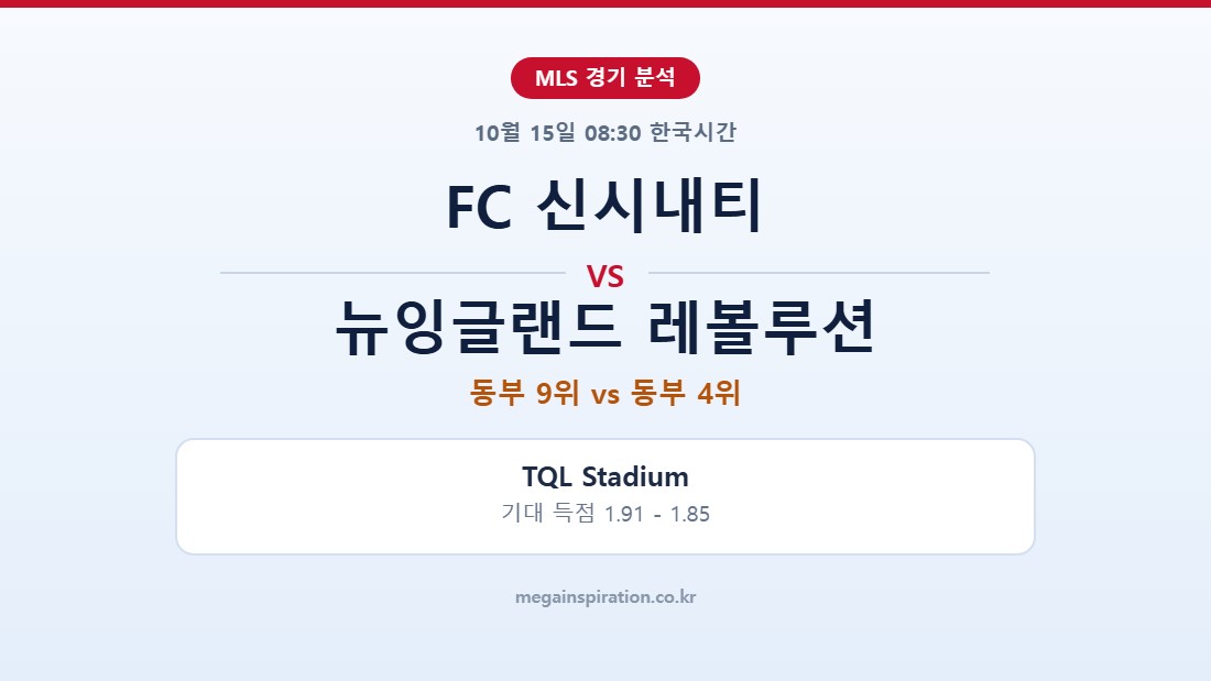 FC 신시내티 vs 뉴잉글랜드 레볼루션 MLS 분석