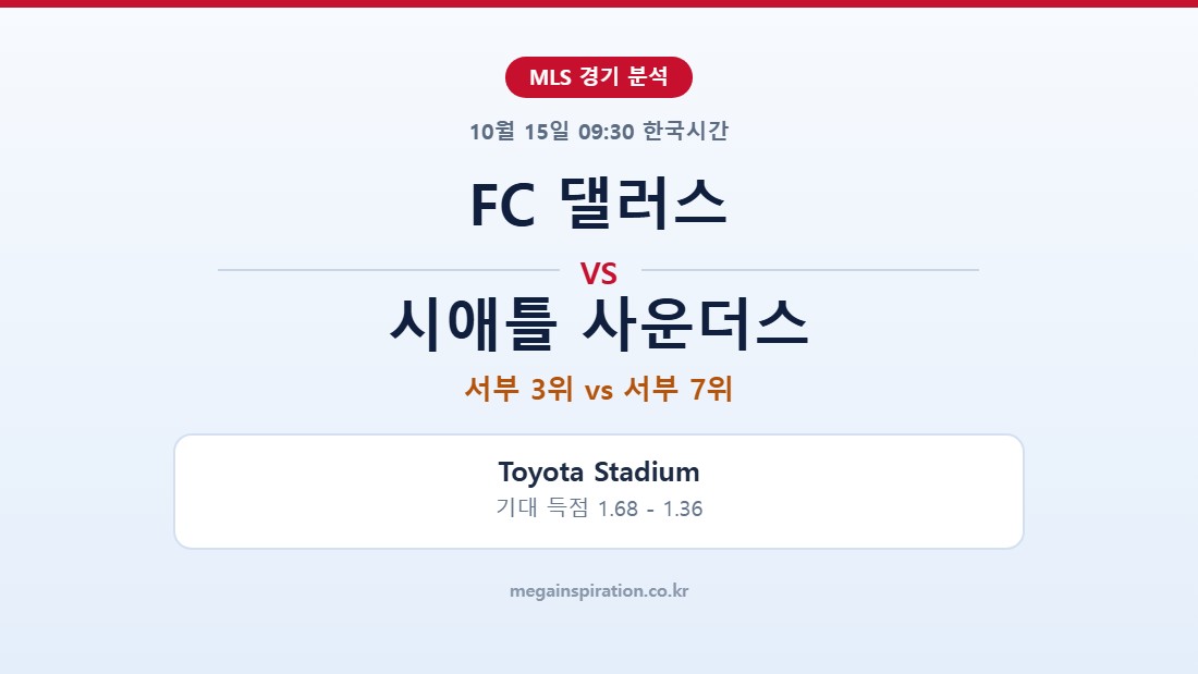 FC 댈러스 vs 시애틀 사운더스 MLS 분석
