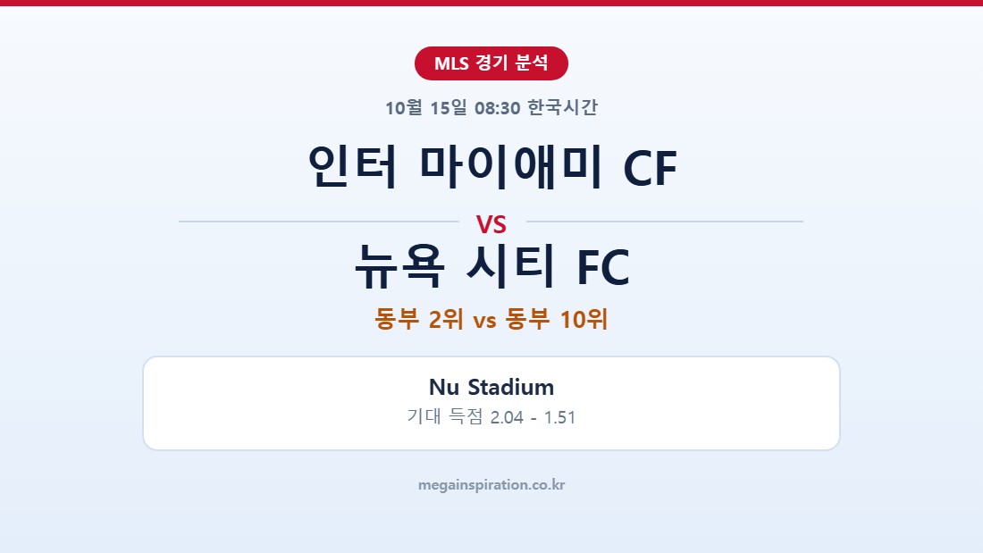 인터 마이애미 CF vs 뉴욕 시티 FC MLS 분석