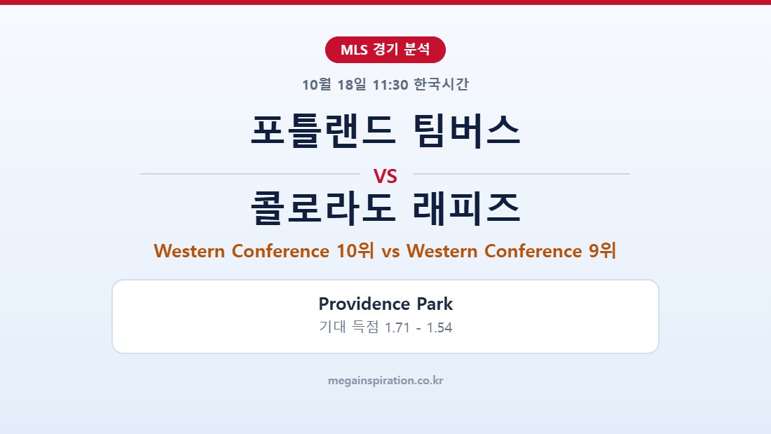 포틀랜드 팀버스 vs 콜로라도 래피즈 MLS 분석