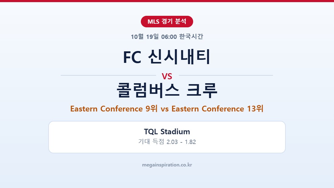 FC 신시내티 vs 콜럼버스 크루 MLS 분석