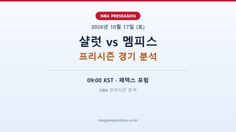 샬럿 호네츠 vs 멤피스 그리즐리스 NBA 프리시즌 분석