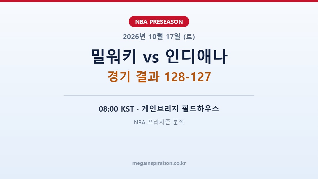 밀워키 벅스 vs 인디애나 페이서스 NBA 프리시즌 분석